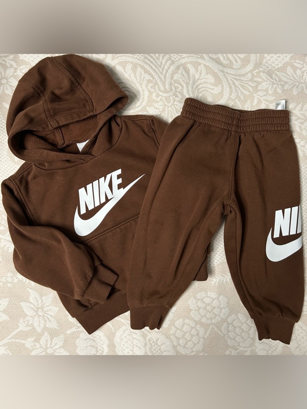 Nike Brown Kids Hoodie & Joggers Set with White Logo